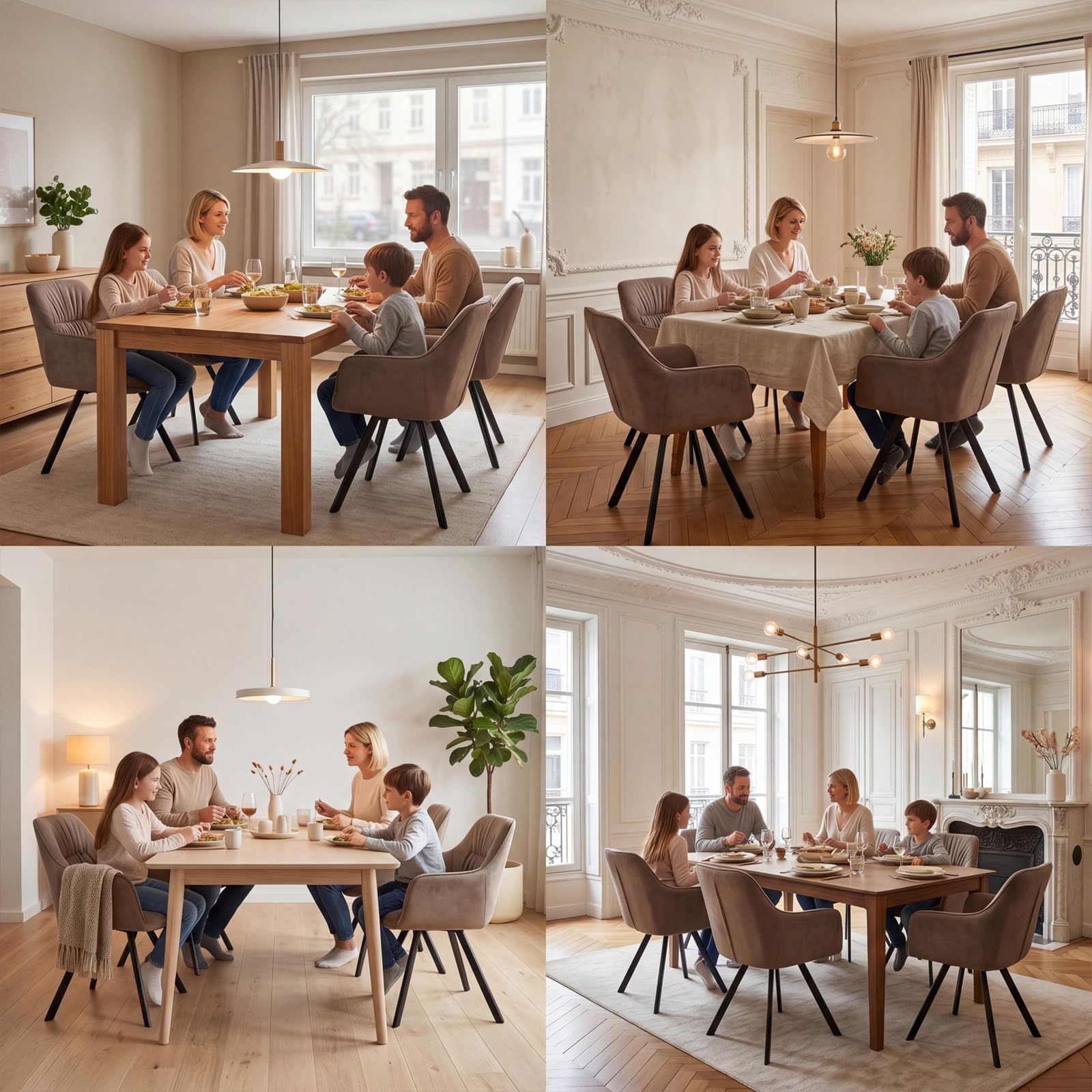 WAFTING Esszimmerstühle 360° drehbar 6er Set, Armlehnstuhl aus Mikrofaser-Velours mit Metallgestell und Lehne, Moderner Polsterstuhl für Esszimmer, Küche, Wohnzimmer, Braun