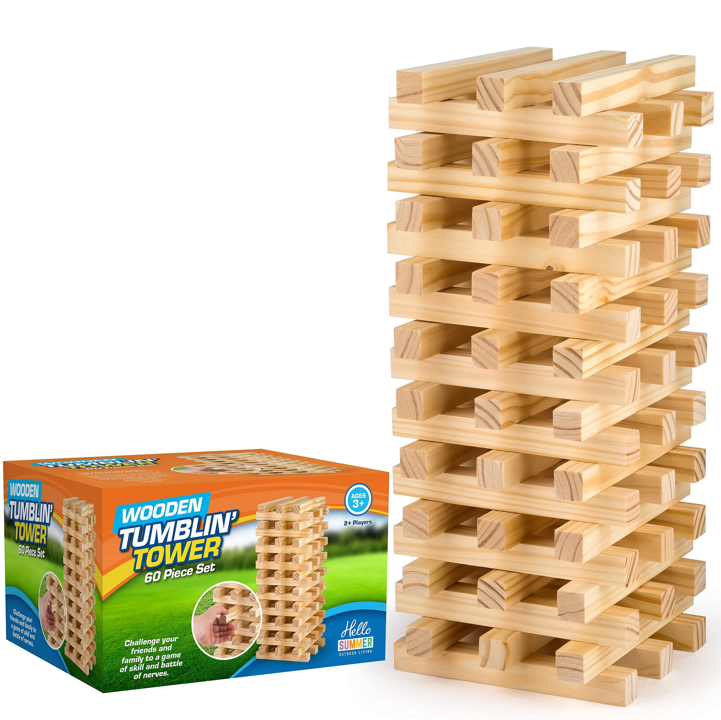 Hello Summer Giant Jumbo Tumbling Tower Wooden Blocks Indoor Outdoor