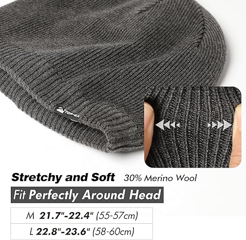 Miniatura 4 de TOP-EX LXLXXL - Gorro de lana merino impermeable con forro polar para todo tipo de clima invierno cálido