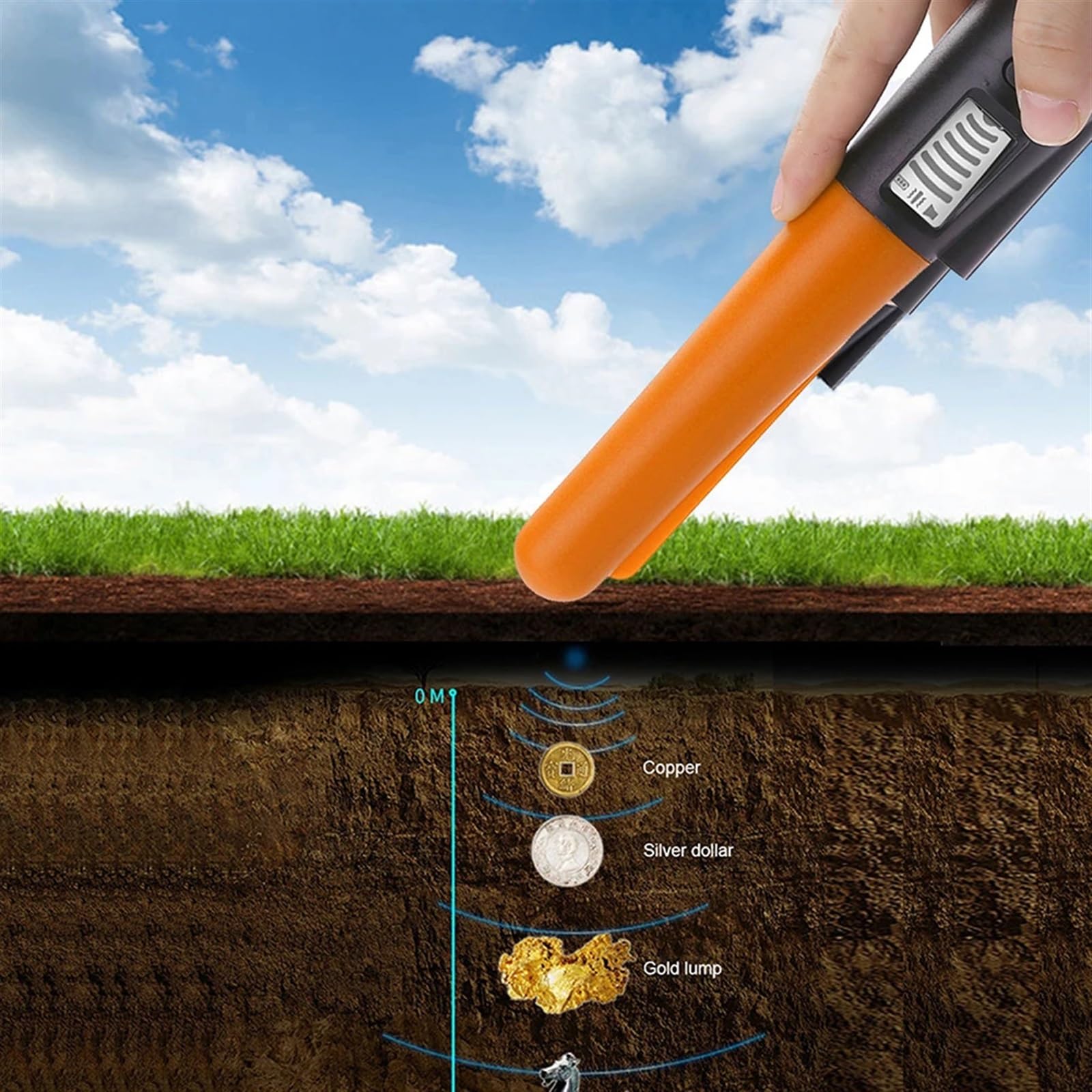 Detector de Metales para Adultos, Detector de Metales portátil GP-Pointer Pinpointer a Prueba Agua Oro Posicionamiento Profesional Cazador Tesoros(Oranje)