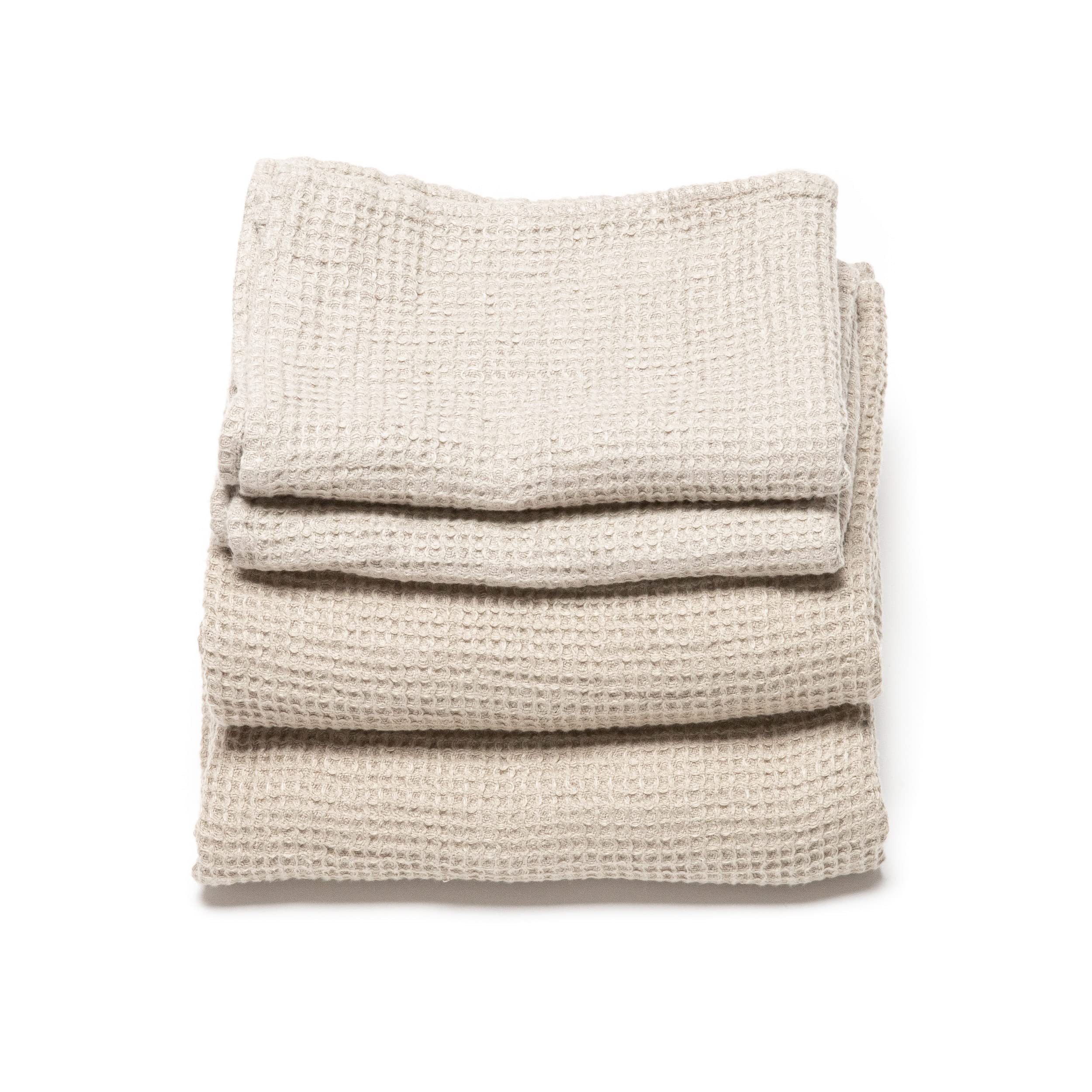 LinenMe Linen Waffle Big Bath Towel Set Natural