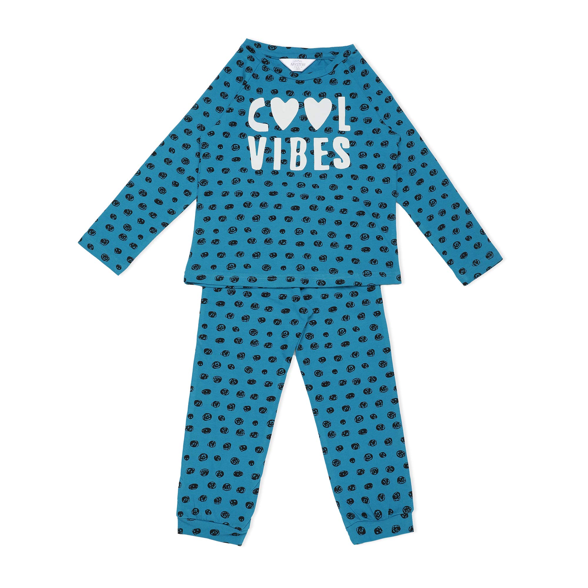 MYSTERE PARISGirls Comfy Polka Dot Jogger Set Blue Black LJ514C