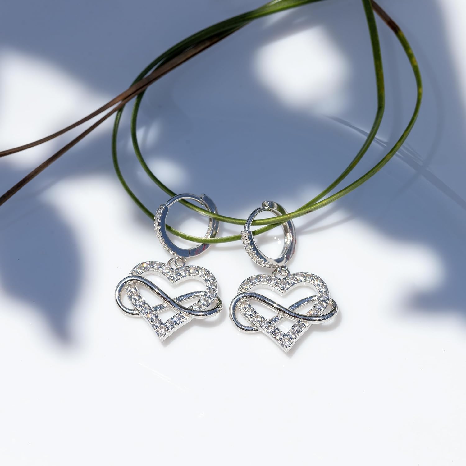Sash & Soph Infinity Heart Earrings, Hanging Heart Earrings for Women, 925 sterling Silver and Cubic Zirconia Dangling Earrings, Jewelry Gifts for Women, Mom, Wife, Girlfriend