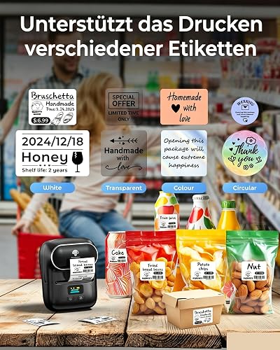 Phomemo M110 Etiqueteuse Bluetooth, imprimante Etiquette Autocollante | Imprimante thermique Etiquettes pour Écoles, Foyers, Bureaux, Entreprise, Codes Barres et QR, Logos, avec 5000+ modèles, Noir - 4