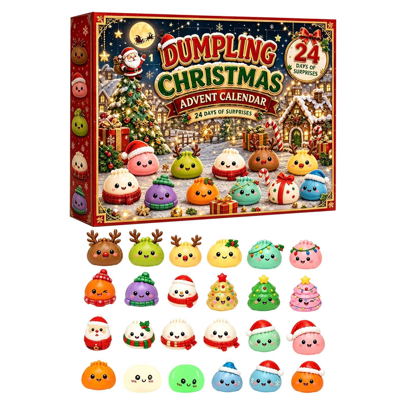 Christmas Advent Calendar 24‑Day Toy Christmas ‑Up Hole Punch Sensory Stress For Kids Fidgets Christmas Birthday Party Favors Gift