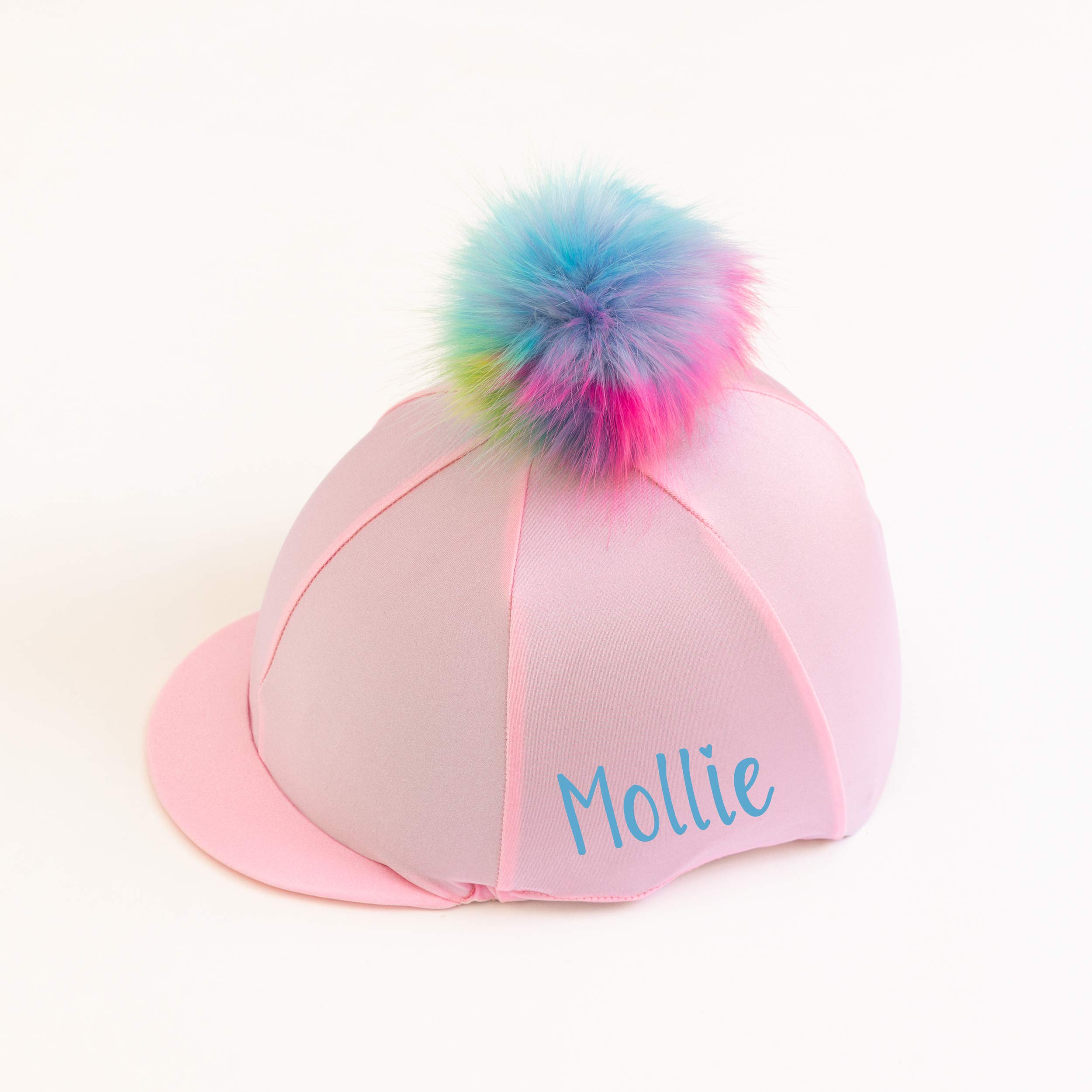 Chapeau d'équitation licorne en soie rose clair