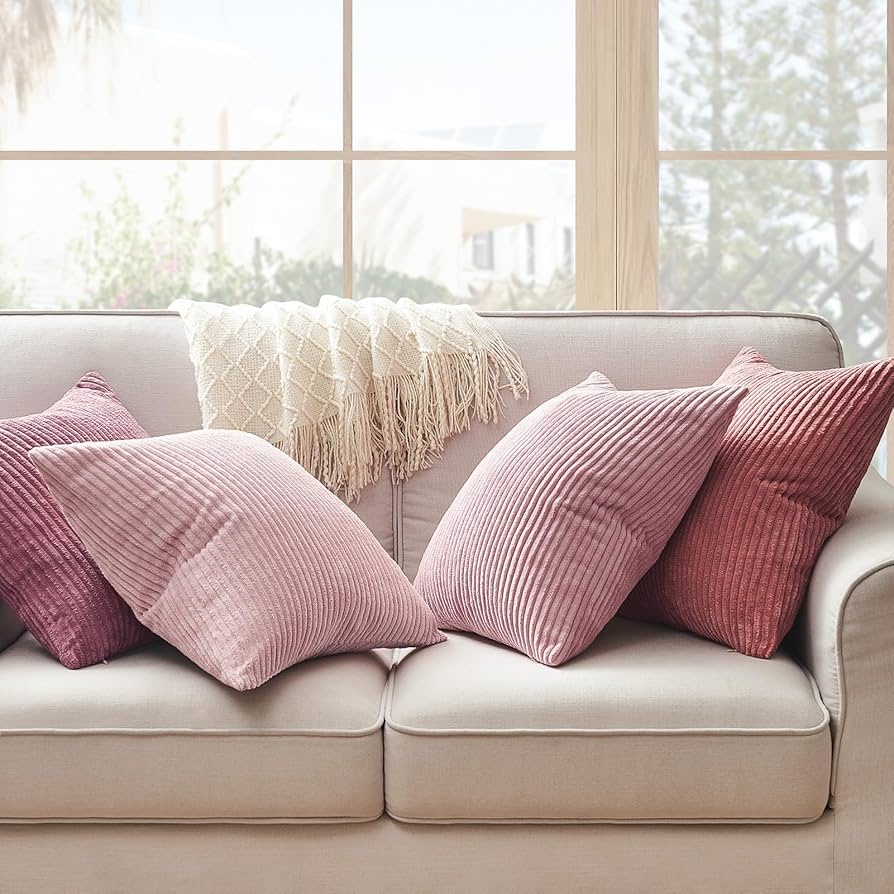 2er Set Kissenbezüge 40x40cm - Weiche Plüsch Bezüge In Rosa