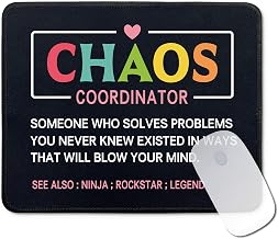 Funny Inspirational Mouse Pad Gifts - Chaos Coordinator Definition - Non-Slip Mousepad with Stitched Edge - Rectangular Mouse Mat for Desk - Thank You Gifts for Women, Teacher, Boss, Leader