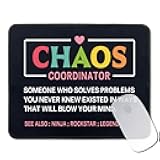 Funny Inspirational Mouse Pad Gifts - Chaos Coordinator Definition - Non-Slip Mousepad with Stitched Edge - Rectangular Mouse Mat for Desk - Thank You Gifts for Women, Teacher, Boss, Leader