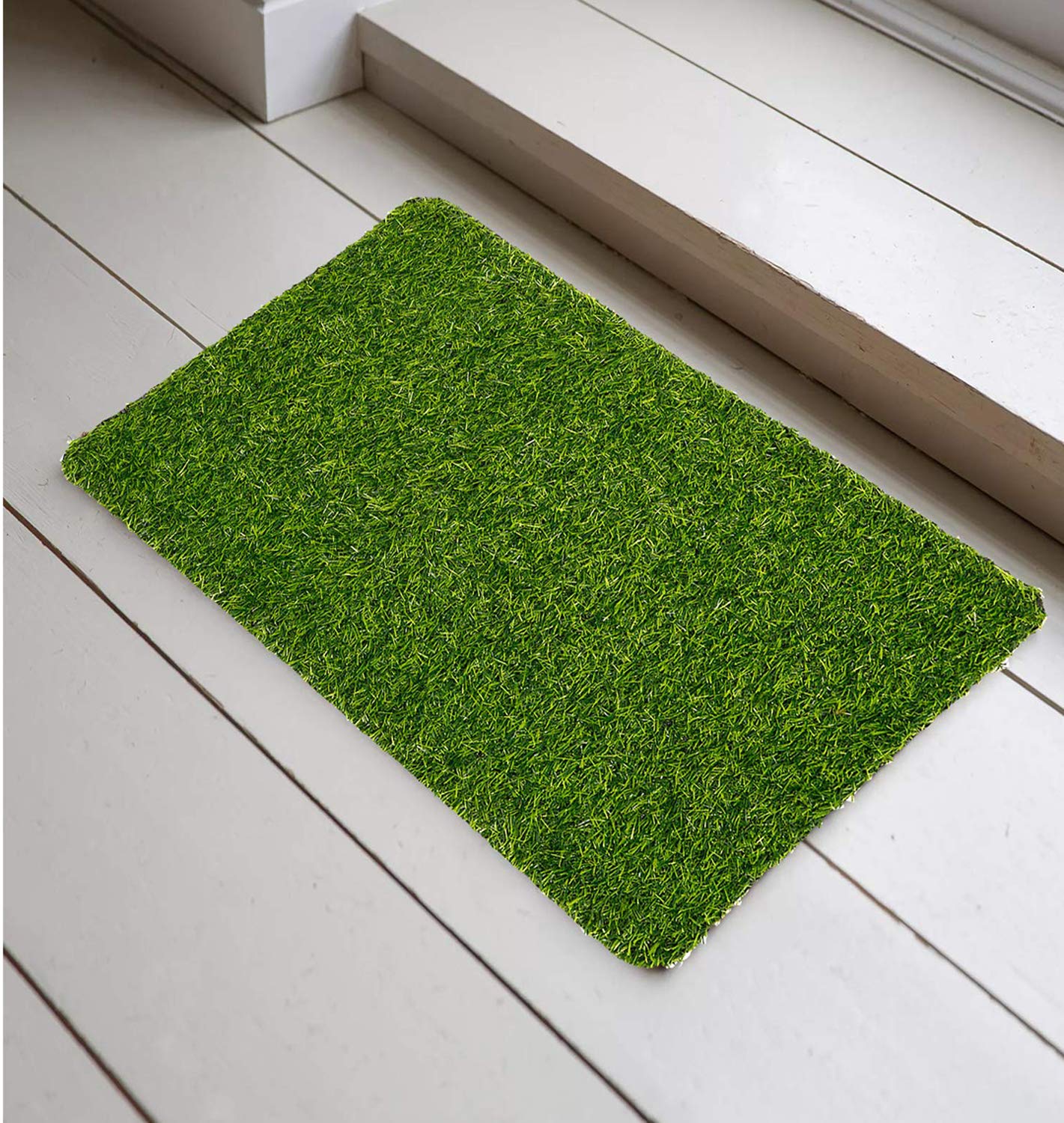 Kuber Industries High Density Artificial Grass Mat for Balcony Or Doormat, Artificial Grass (24 X 16 Inch), Green KUBMART02935