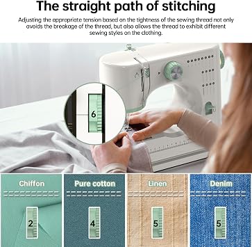 Sewing Machine for Beginners,16 Strings of Weaving Dreams Sewing Machine for Adults,Double Needle Portable Sewing Machine,Adjustable Sewing Speed,Foot Pedal,Easy-to-Use Sewing Machine.