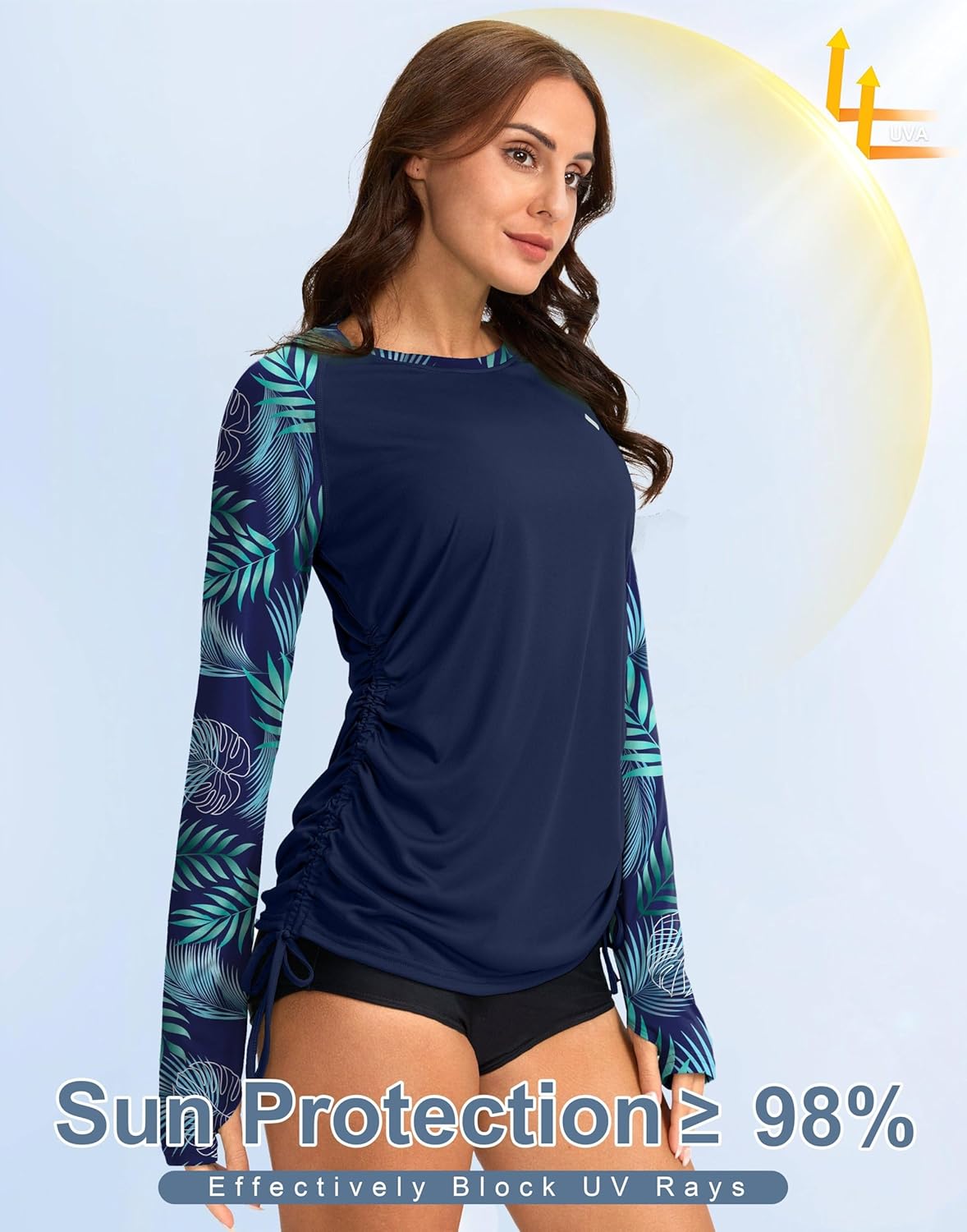 SANTINY Women's UPF50+ Rash Guard SPF Long Sleeve Swimsuits Top UV Sun Protection Swim Shirts for Woman