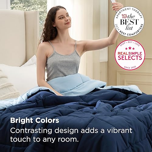 Miniatura 6 de Bedsure Edredones Tamaño Queen - Inserto de Edredón Alternativo al Plumón de Contraste Acolchado para Todas las Estaciones con 8 Pestañas, Lavable a