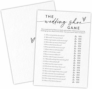 TPYEN Bridal Shower Game Cards - Wedding Shoe game - 30 Minimalism Wedding Party Games Game Cards, Engagement Party Game, Modern Bridal Shower Party Favor & Decorations - A05