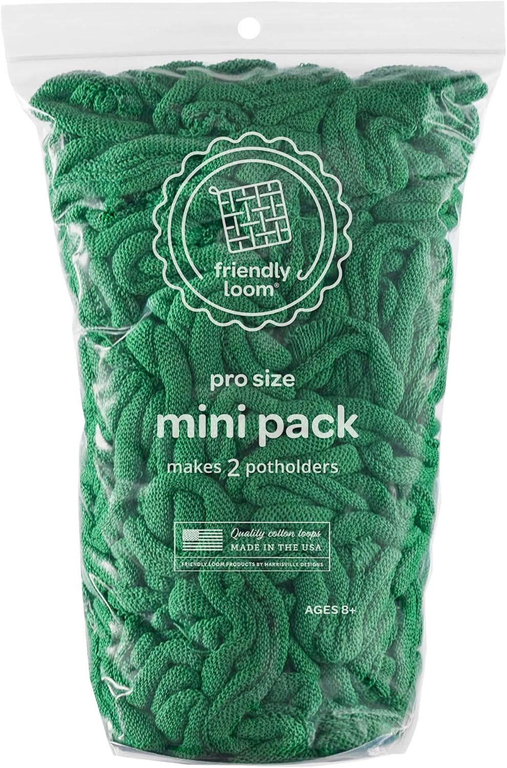 Harrisville Designs Friendly Loom | 10” PRO-Sized Green Potholder Weaving Loops | Craft 2 Cotton Potholders