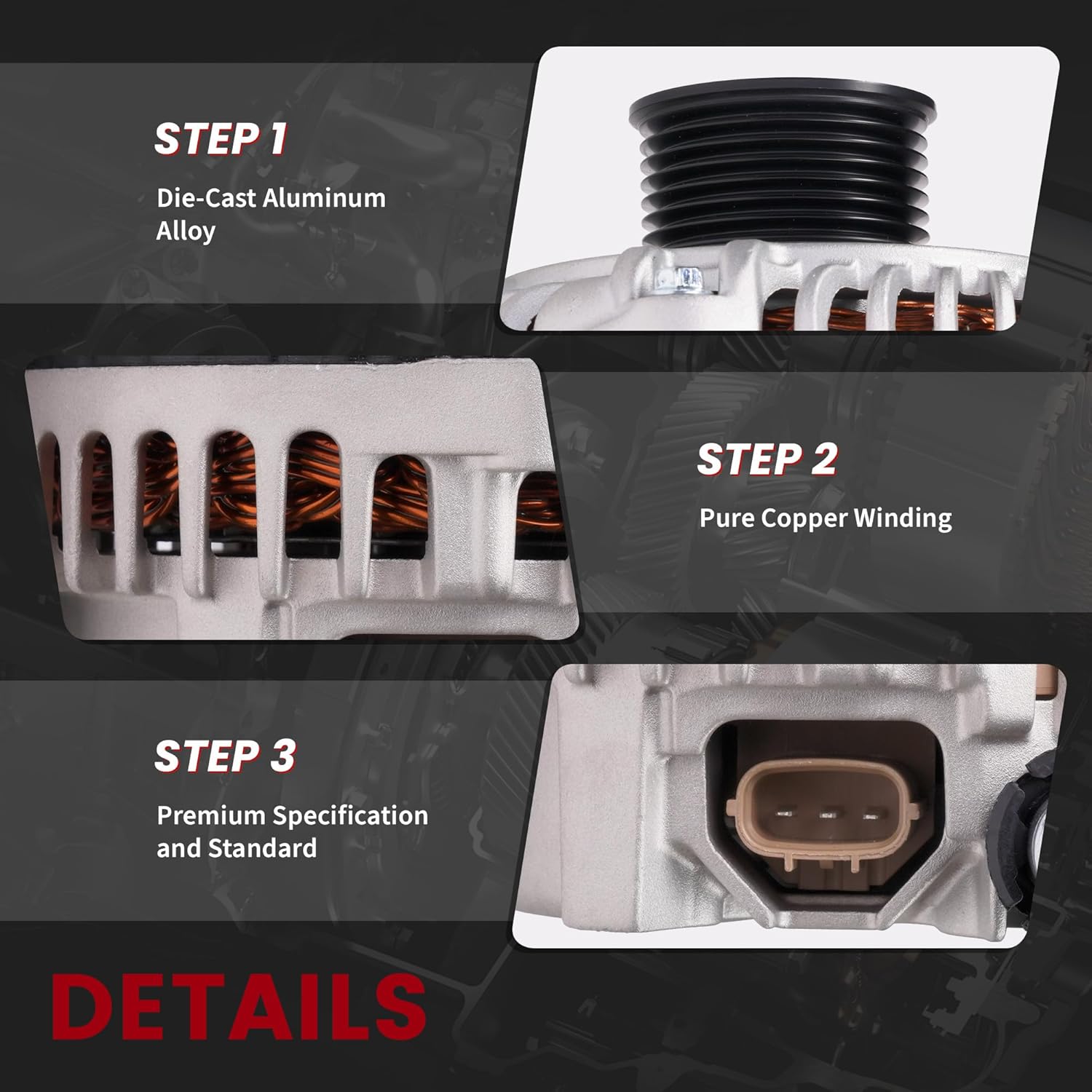 Alternator For/Nissan Murano 2009-2014,Maxima 2009-2014 2016-2020,Quest 2011-2017 3.5L V6,12V 130Amp CW 7-Groove Pulley Upgraded High Output Alternator 23100-1AA1A