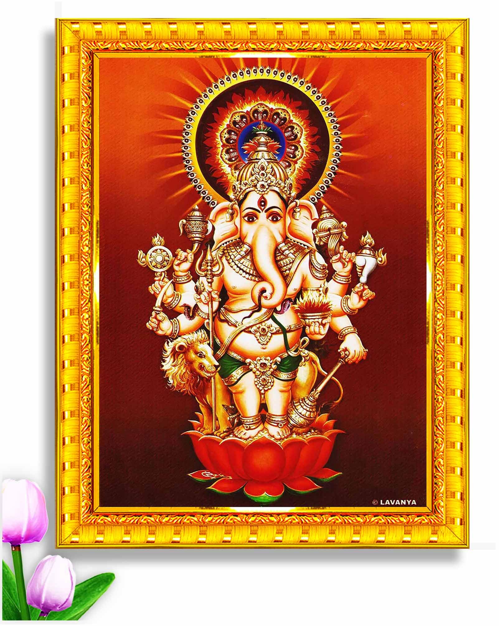 Pavan Photo Laminations Drishti Ganapathi for Entrance Vastu Ganesha Wall Painting Framed Home Decor (Wood,Matte,Gold,Big Size,10 x 12 Inch) R286M (B09DLD9T1X) Amazon Price History, Amazon Price Tracker
