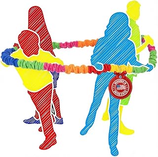 Cooperative Stretchy Band, Integrated Dynamic Exercise Workouts, Creative Team Building & Group Fitness Prop, Stretchy Wool & Elastic Latex, Comes with Whistle & Stickers, 12ft