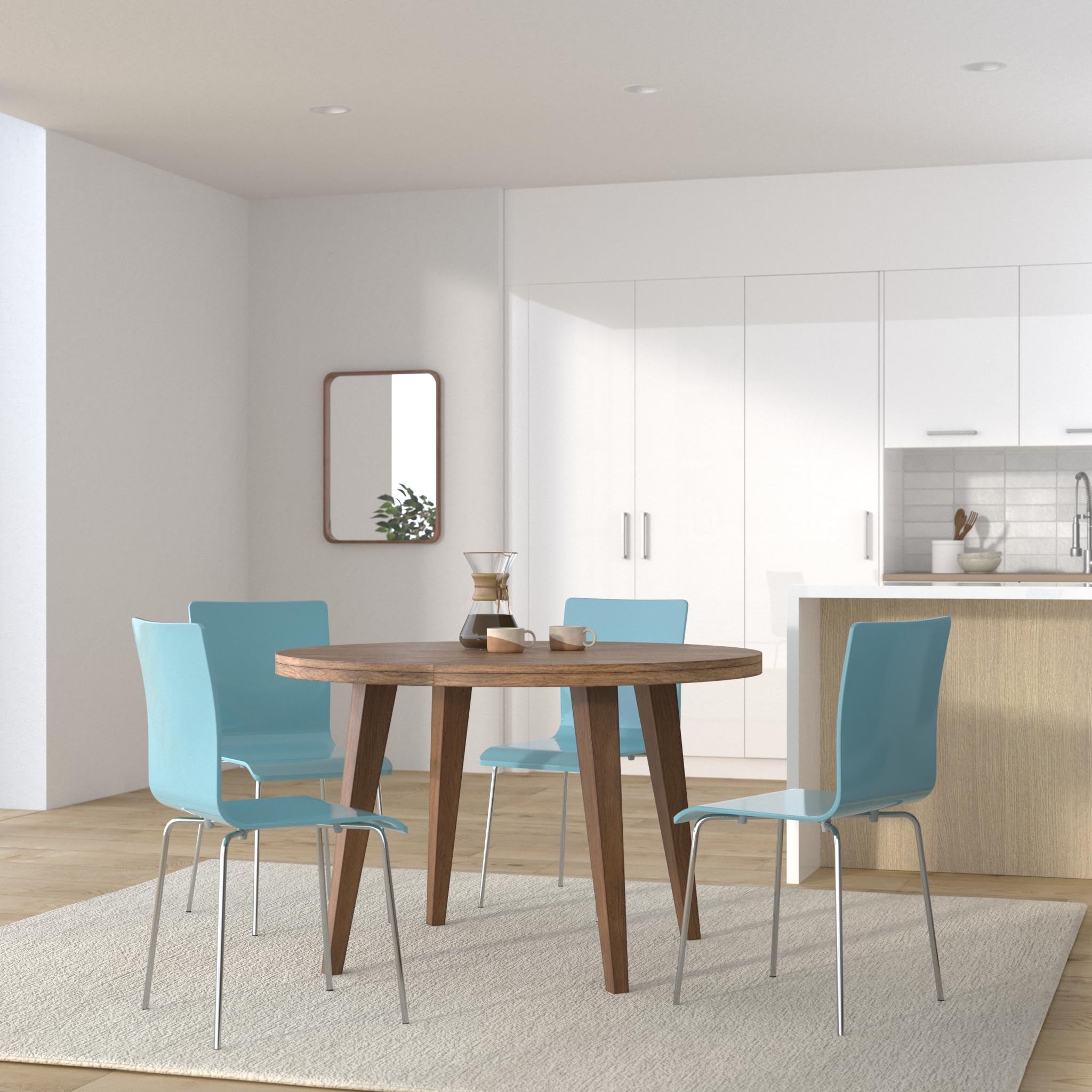 CLP Silla de Espera Pepe I Silla para Visitas con Asiento de Madera I Silla de Conferencia con Soporte Metálico Estable Color:Azul Claro