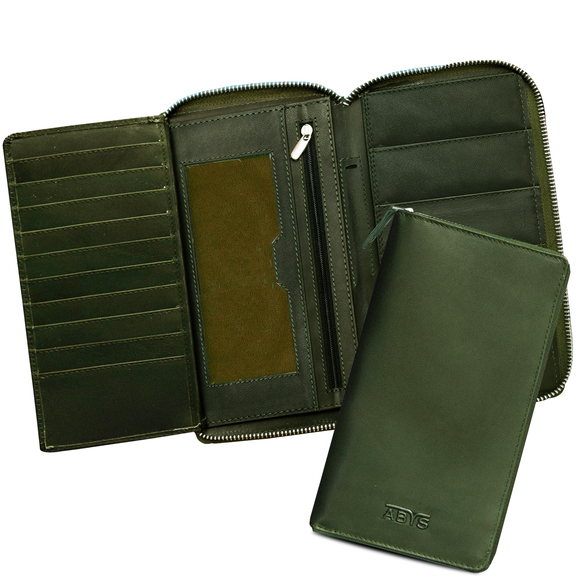 ABYS Genuine Leather Dark Tan 3 Passport Holder for Family,RFID Travel Wallet,Unisex Card Holder