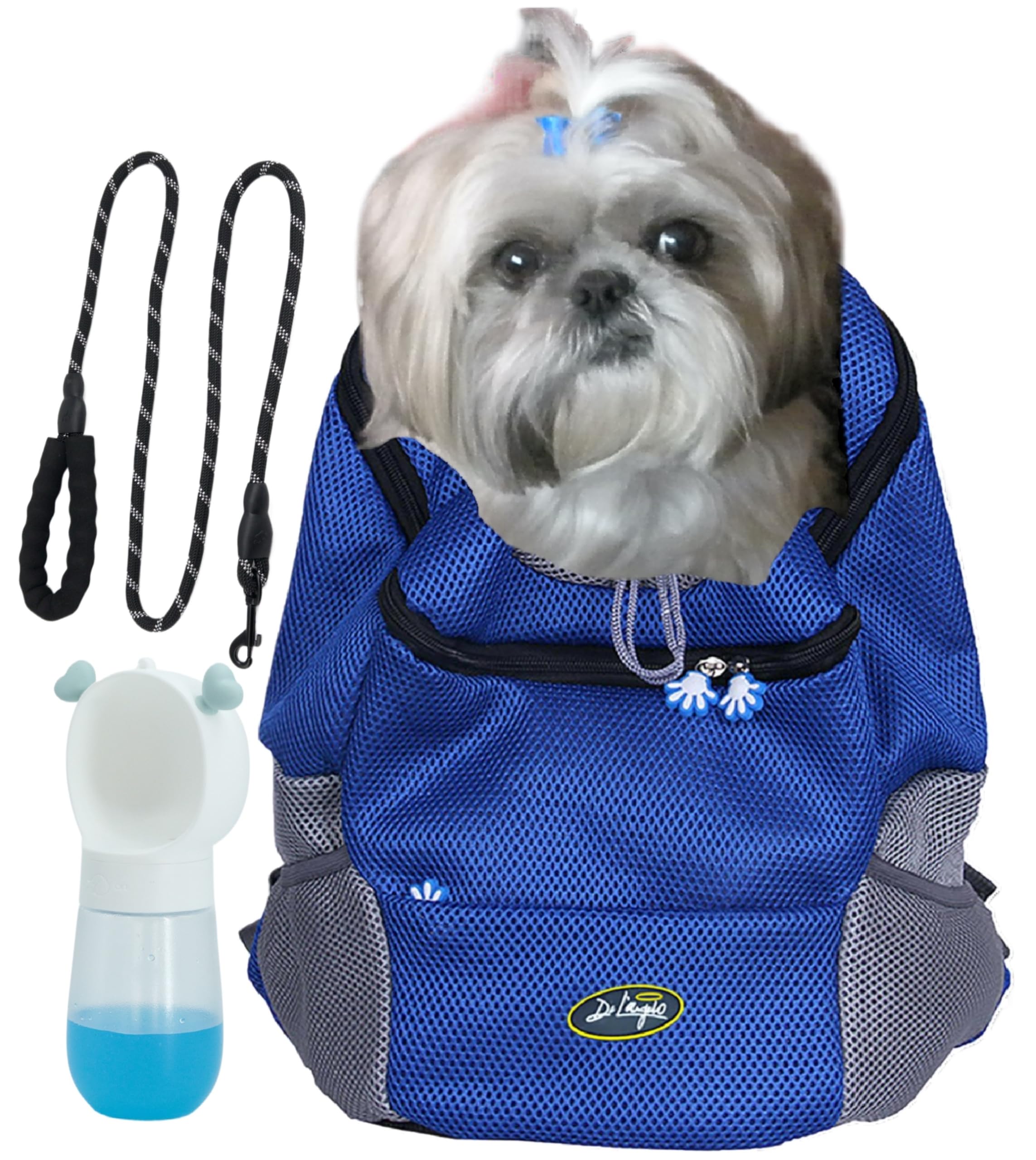 Di L`angelo - Mochila Transportin para Perro y Gato – Mochila de Viaje para Mascota - Mochila Portaperros – Bolso Transportin – Excursiones con Mascotas – Mochila para Perros y Gatos (S, Azul)