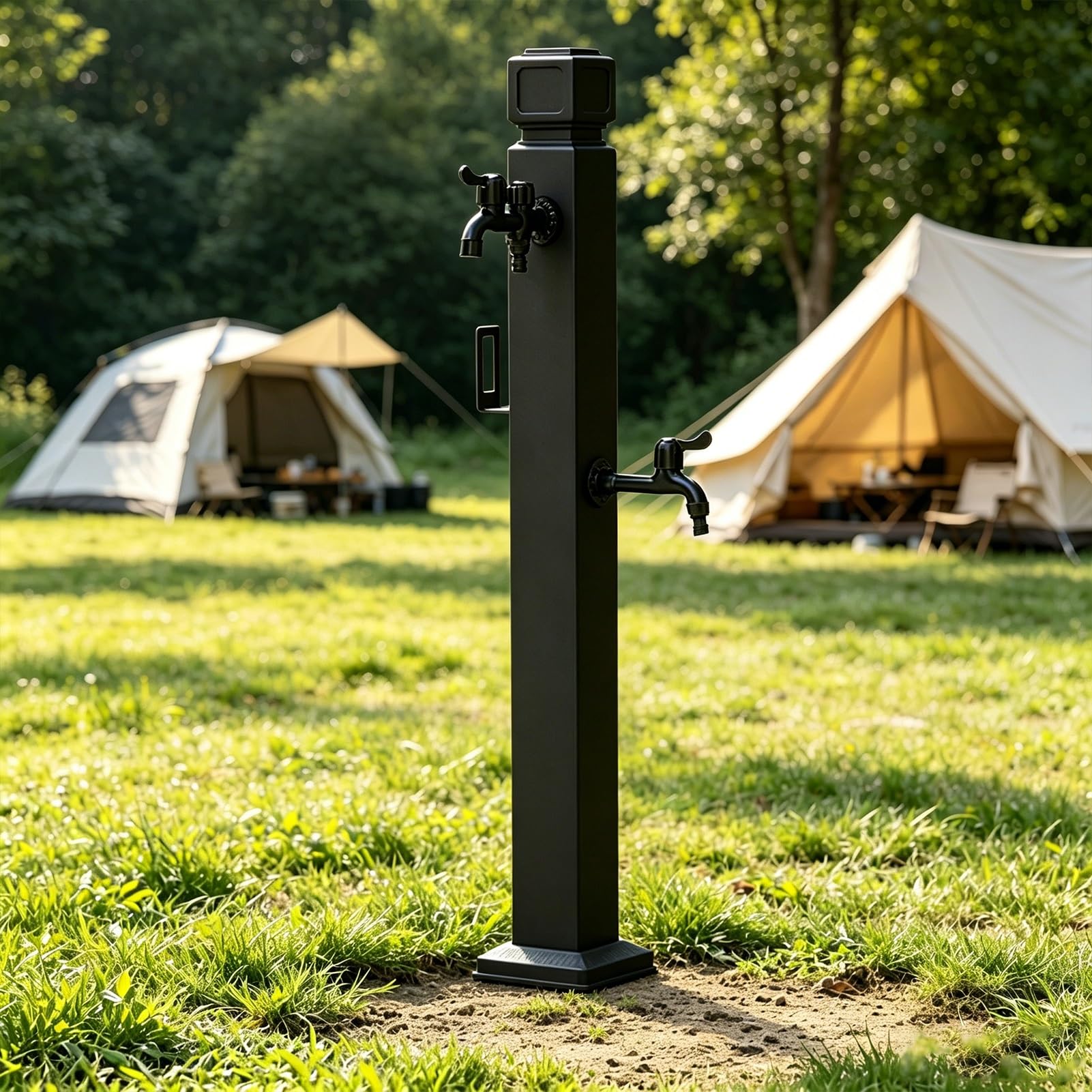 Outdoor Stainless Steel Garden Water Column with Faucet, Vertical Yard Hydrant Water Tap, Freestanding Water Spigot Post for Household Outdoor Watering(C,Height: 80cm/31.5in)