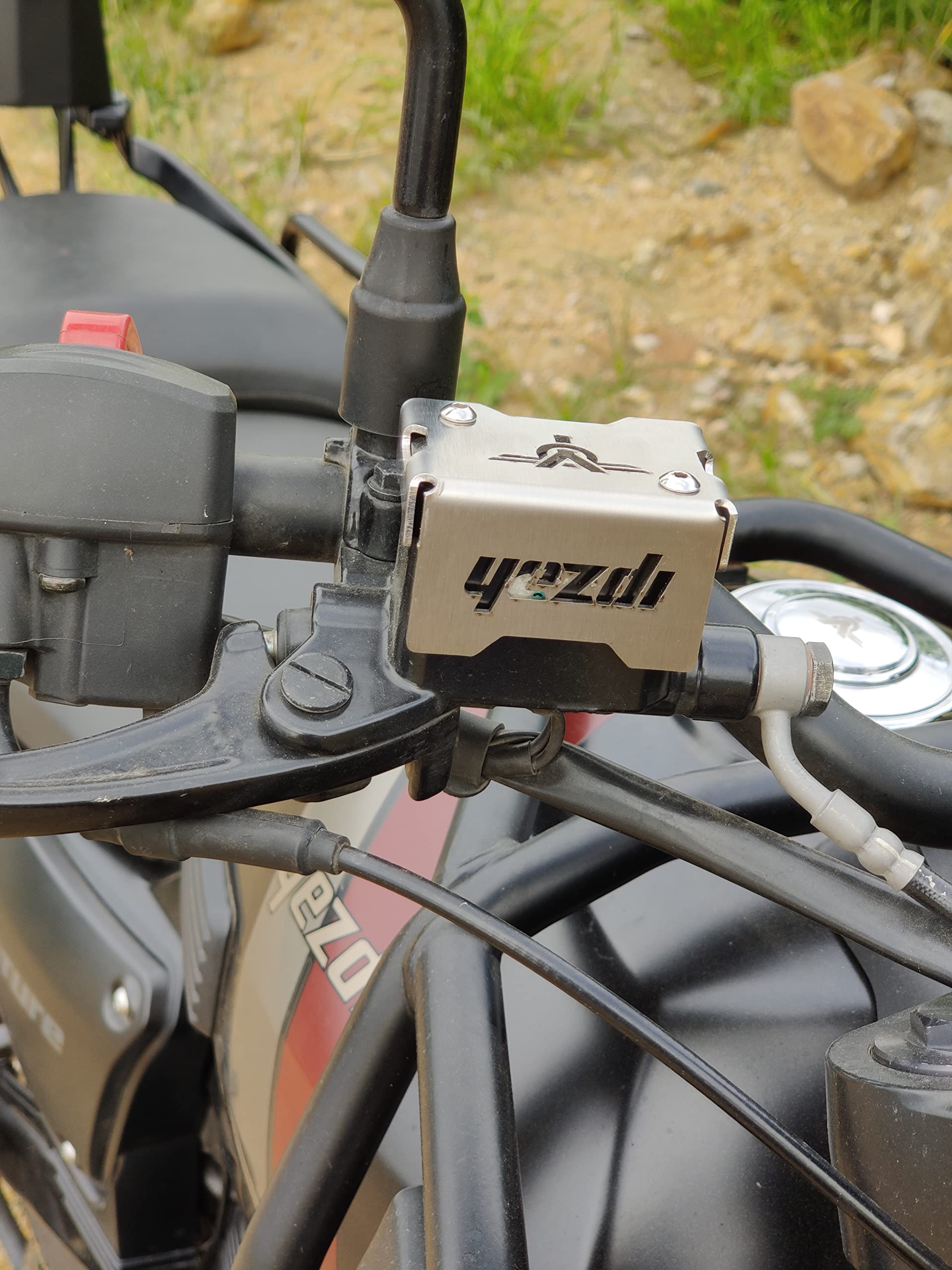 Auto Infinity Front Reservoir Guard Compatible With Yezdi Adventure (Full Cover) (Silver, Pack of 1)