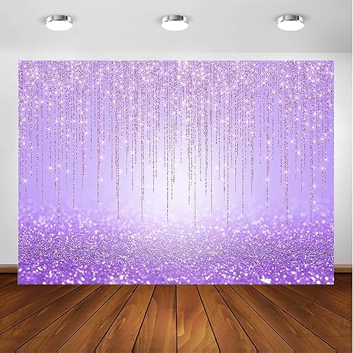 Avezano Telón de fondo morado con purpurina para fiesta de cumpleaños de niñas, sesión de fotos dulce de 16 pulgadas, color morado, brillante,