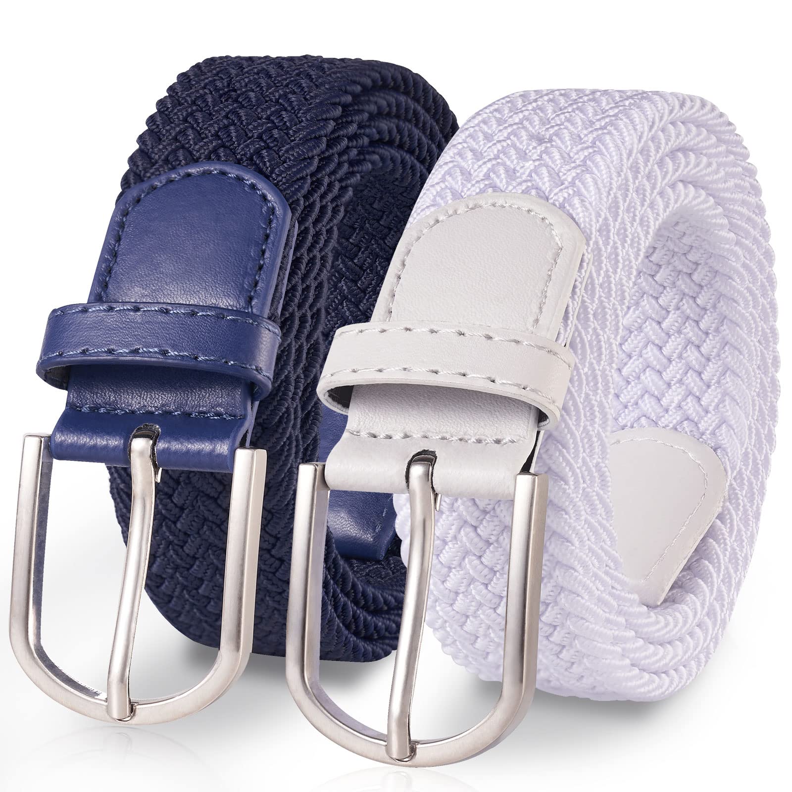 TANGCHAO 2 Stücke Stoffgürtel Stretchgürtel Elastik Flechtgürtel Geflochtener und Elastischer Dehnbarer Gürtel für Damen und Herren 3.3cm Länge 90 cm bis 135 cm