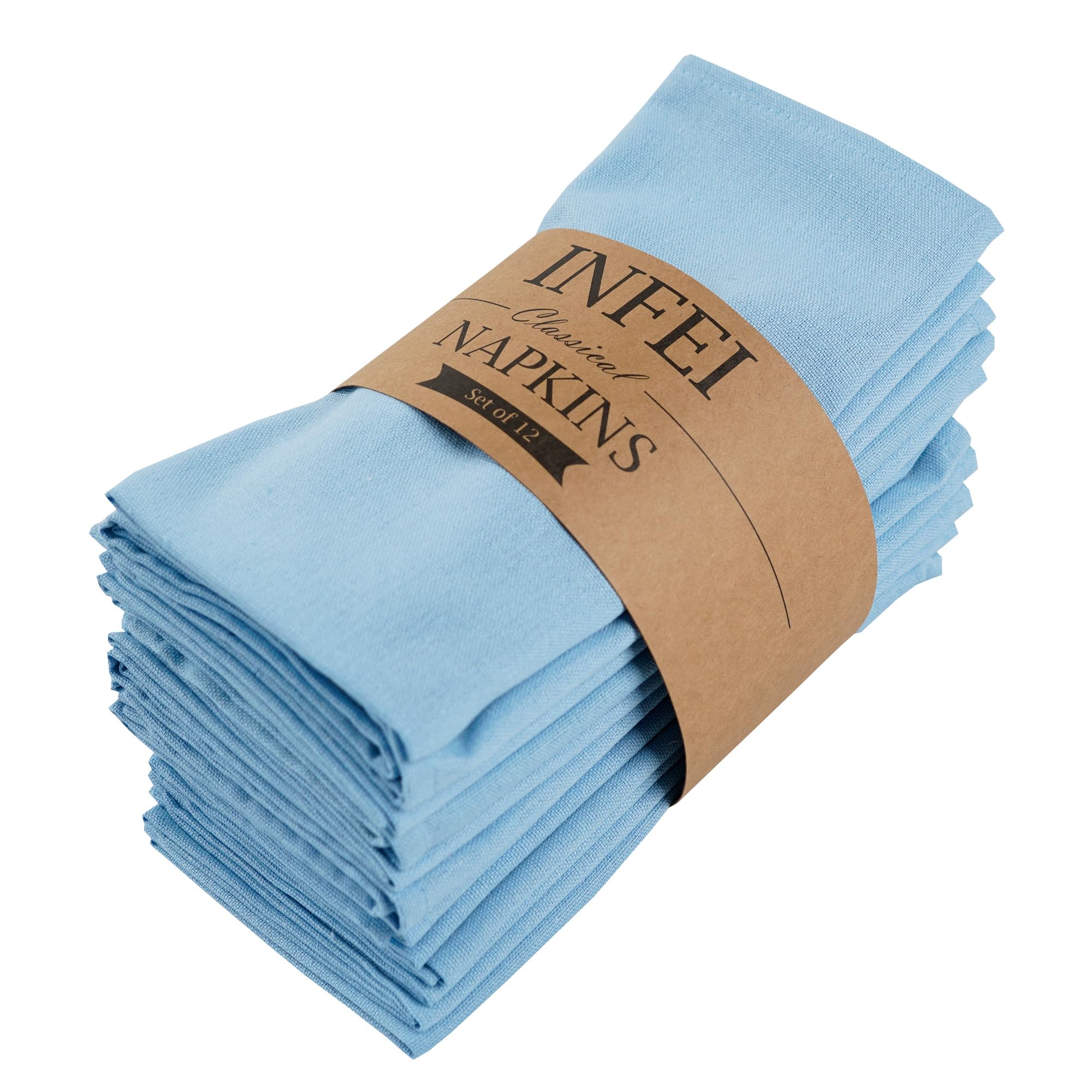 Tovaglioli di stoffa in cotone tinta unita - Set di 12 (17 x 17 pollici) - per eventi e uso domestico (Celeste)