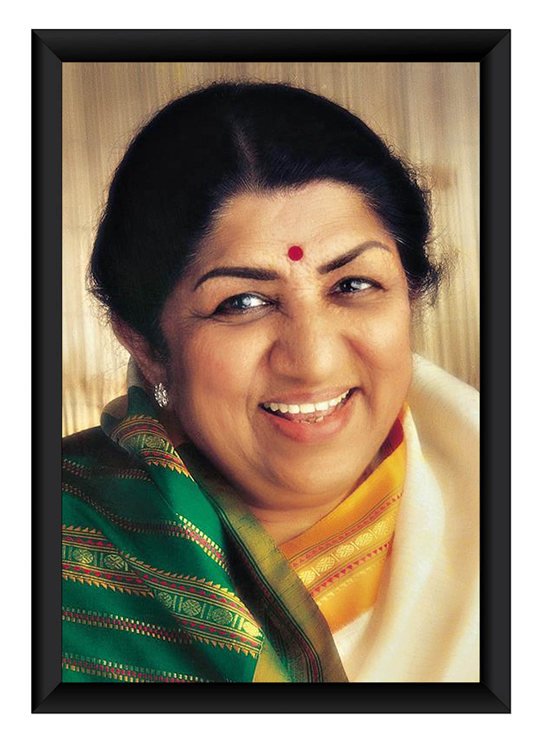 zig zag Lata Mangeshkar ji Photo Picture Frame Size Medium (13.5 x 9.5 inches, Acrylic Glass) Wall Mount