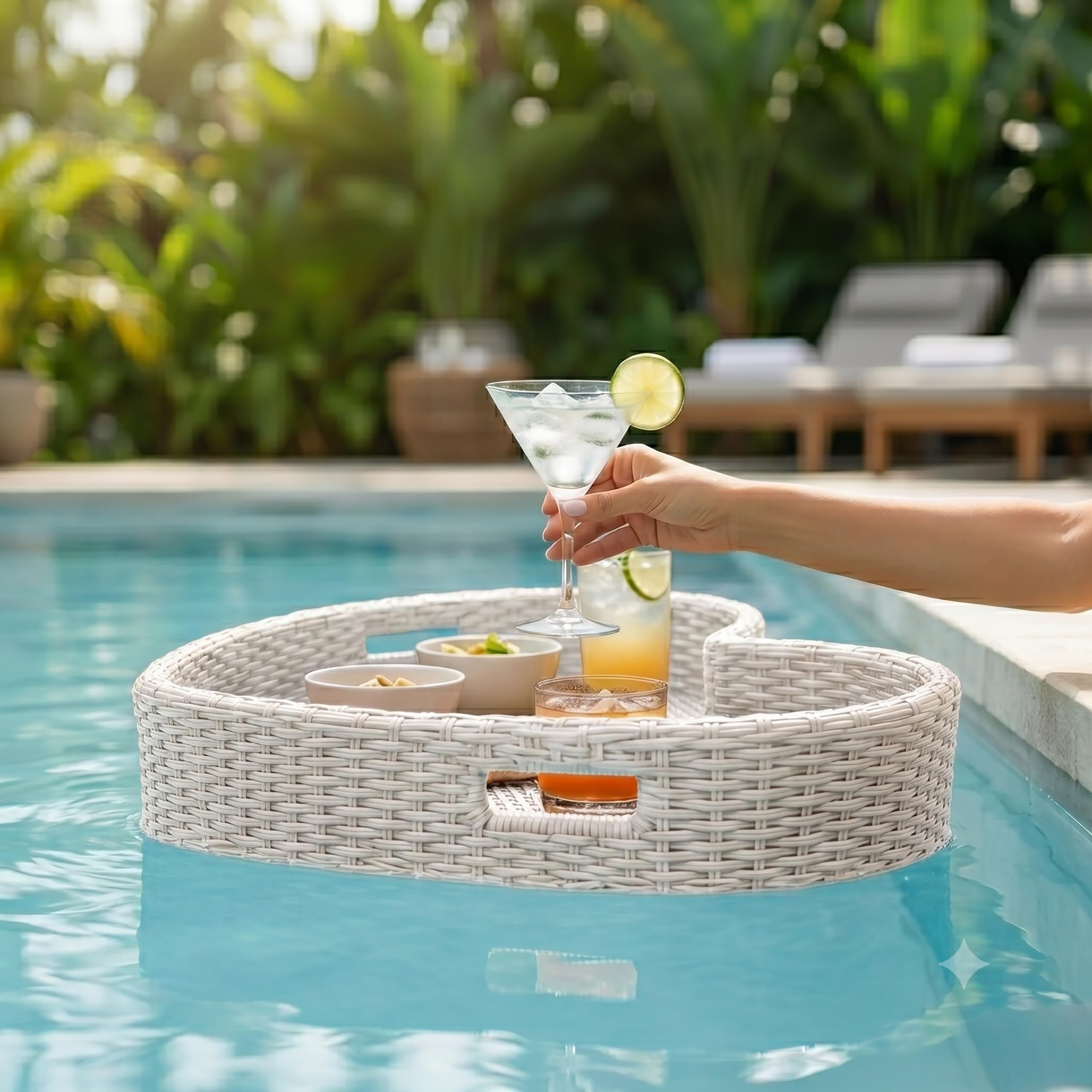 Relaxdays Bandeja Flotante en Forma de corazón para Piscina, Blanca