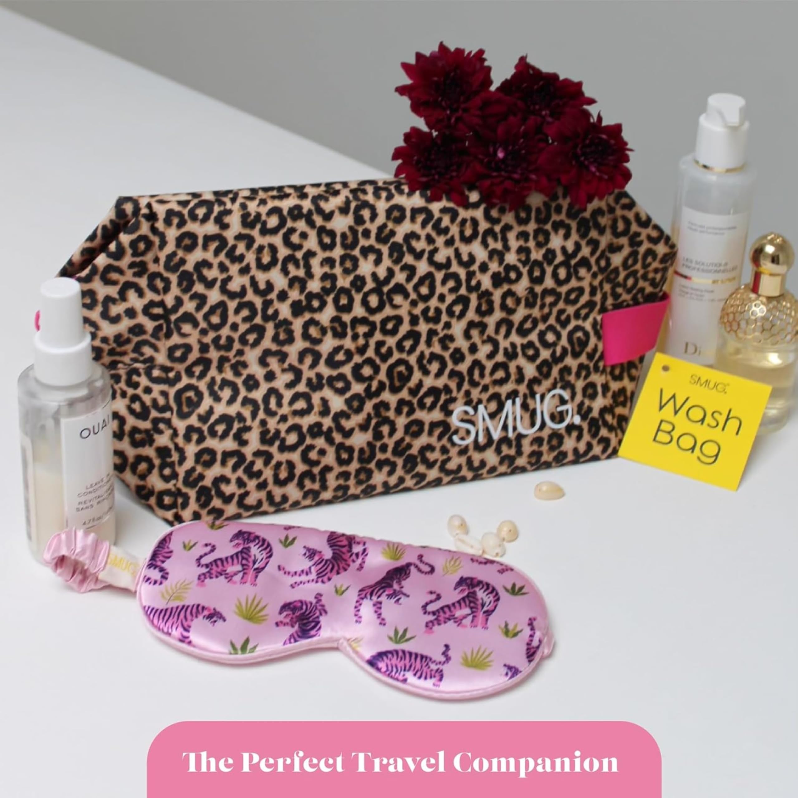 SMUG Wash Bag | Waterproof Travel Toiletry Bags for Travelling, Gym, Shower, Shaving, Toiletries, Cosmetics & Makeup Bag | Large Washbag for Men & Women | Stylish, Spacious & Easy to Clean | Leopard — view 5