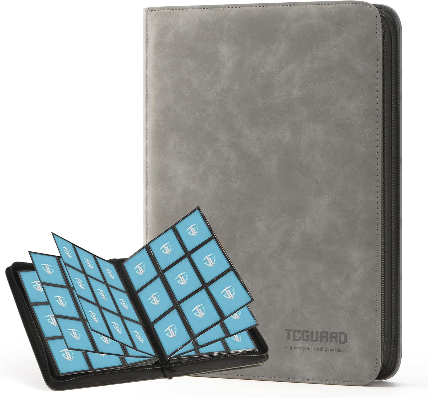Trading Card Binder, 9 Side Loading Pocket Card Album Hold Up to 540 Cards, Zipper Binder for Cards Collection, TCG Card Holder for Game Card, Sports Card, Yugioh, MTG etc.(Grey)