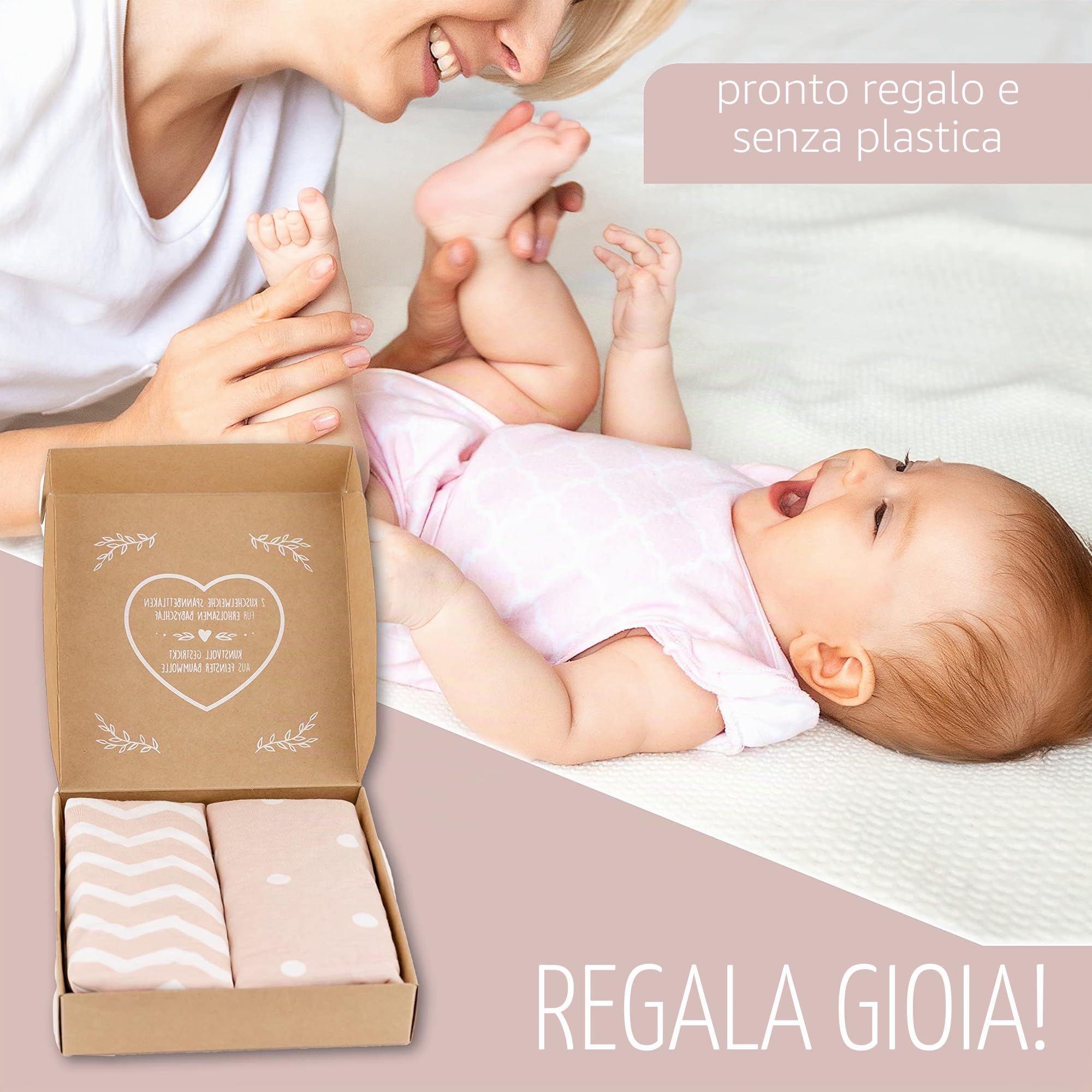 mimaDu - Set di 2 lenzuola per neonati 90x40 cm 100% cotone Oeko-Tex 80x53, 83x50, 50x83, 90x45 per letti aggiuntivi di piccole e medie dimensioni - Coprimaterasso per lettini aggiuntivi rosa antico