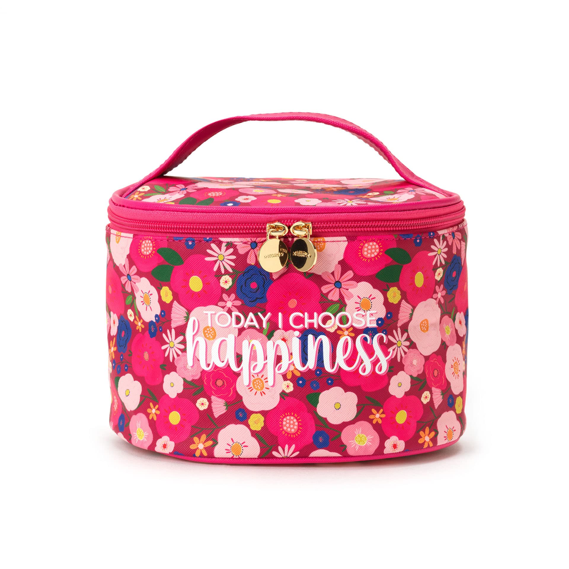 Legami - Beauty Case, Borsa per Trucchi spaziosa, Chiusura a Zip, Tasche interne, Fascette porta Pennelli, da viaggio, 21x19 cm, Tema Flowers