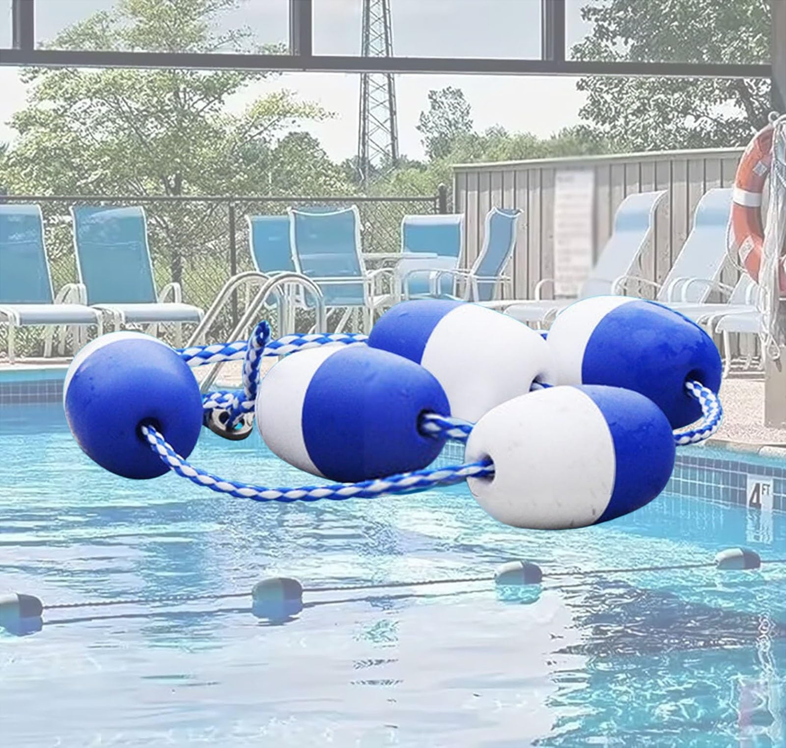 GJZQDKX Pool Safety Divider Lane Line,Professional Retractable Pool Divider Ropes with Blue & White Floats - 243 FT Lane Kits for Safety, Stadiums & Competition Swimming Pools