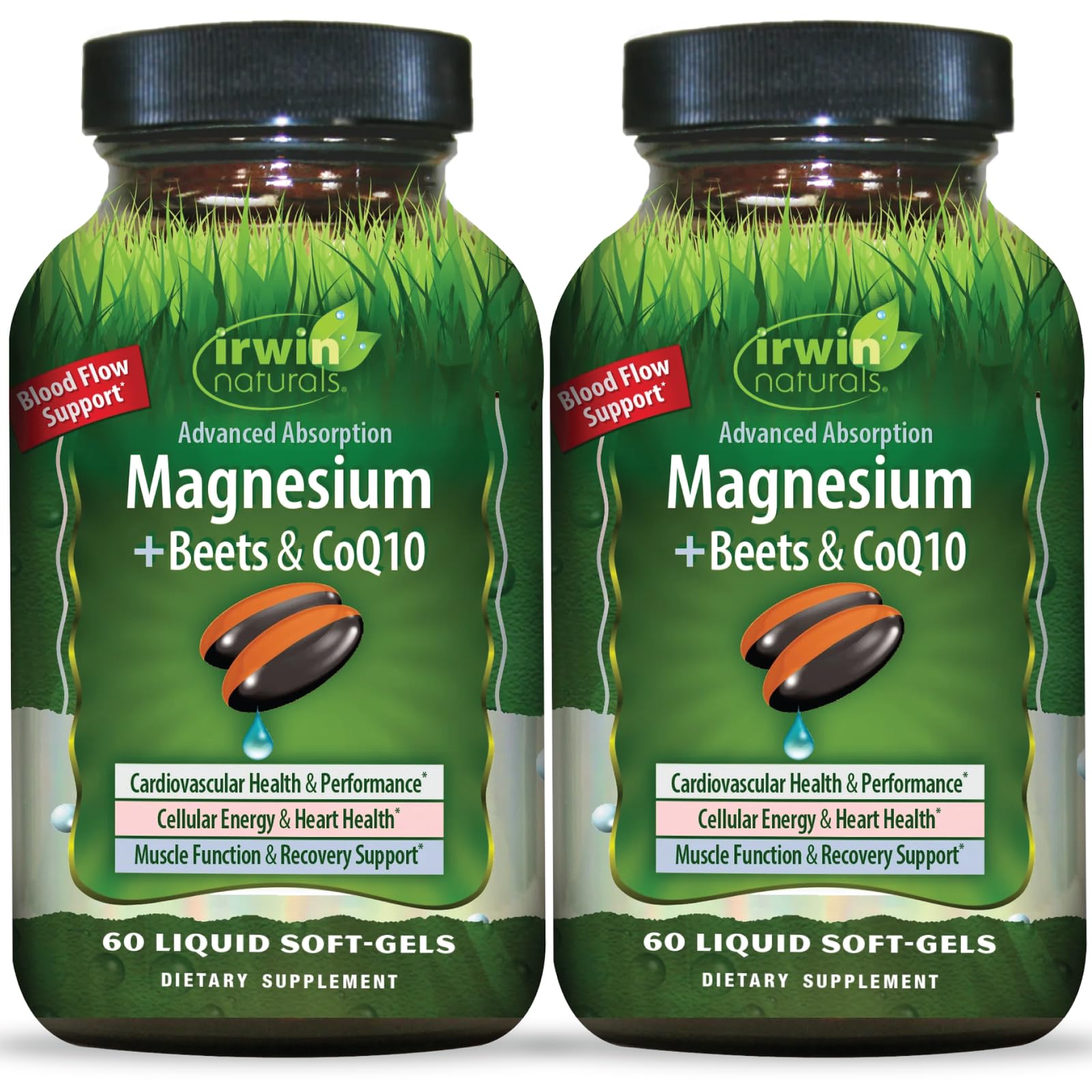 Irwin Naturals Magnesium + Beets & CoQ10 Heart & Energy Support 2-Pack 60 Count (Pack of 2)