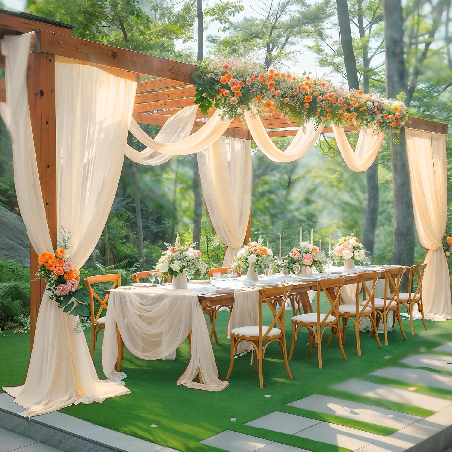 Surwin Arche Mariage Drapage Mousseline Jaune 75x1000cm - Tulle Élégant Pour Cérémonie