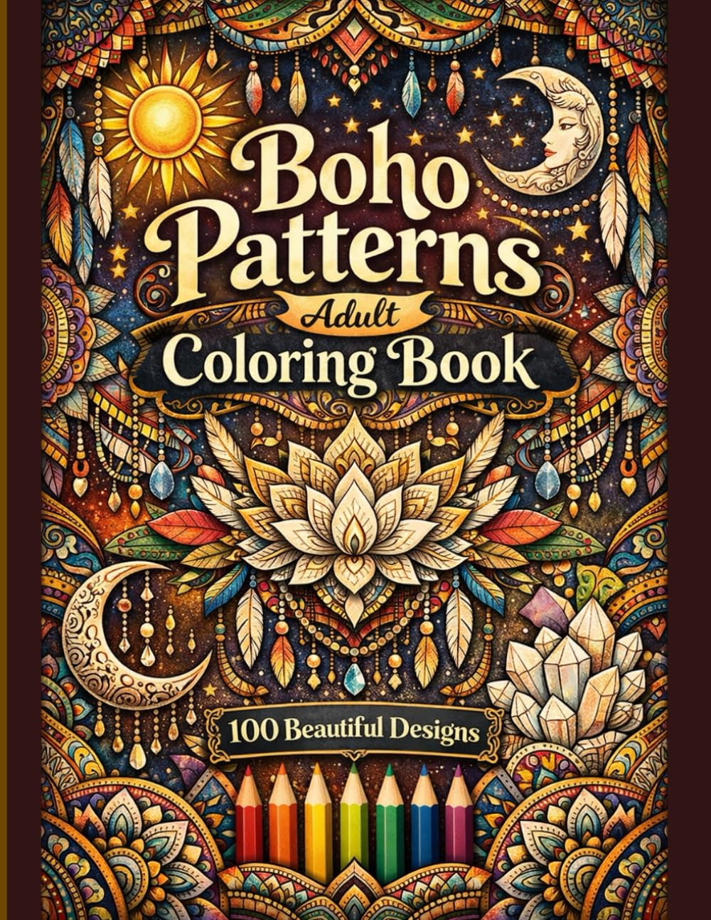 Boho Patterns Coloring Book for Adults: 100 Relaxing Bohemian Designs for Stress Relief, Mindfulness & Creative Expression