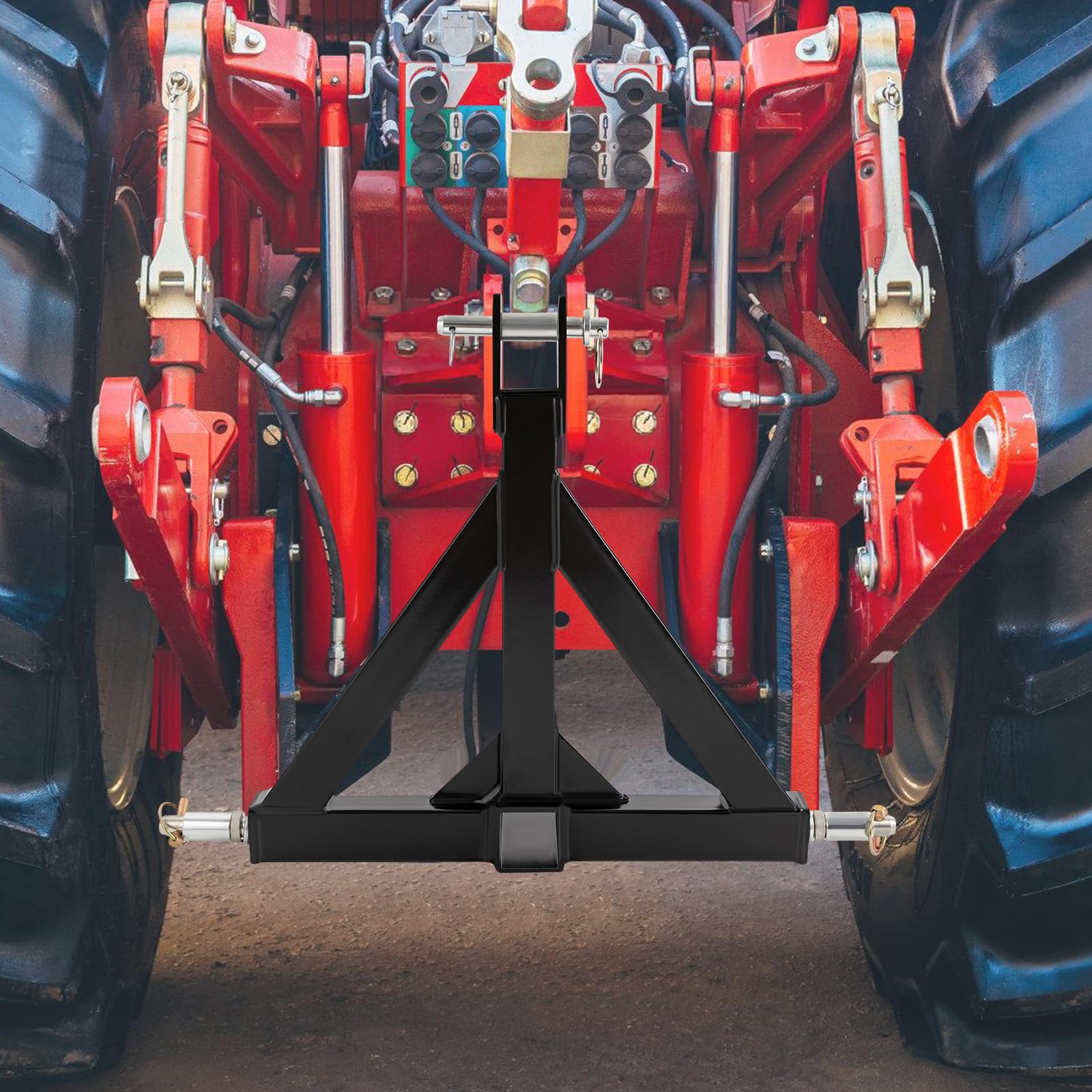 Adaptador de 3 puntos para tractor resistente con receptor de 2 pulgadas, adaptador de enganche para remolque, equipo agrícola, ferrocarril de granja, triángulo para granja, negro