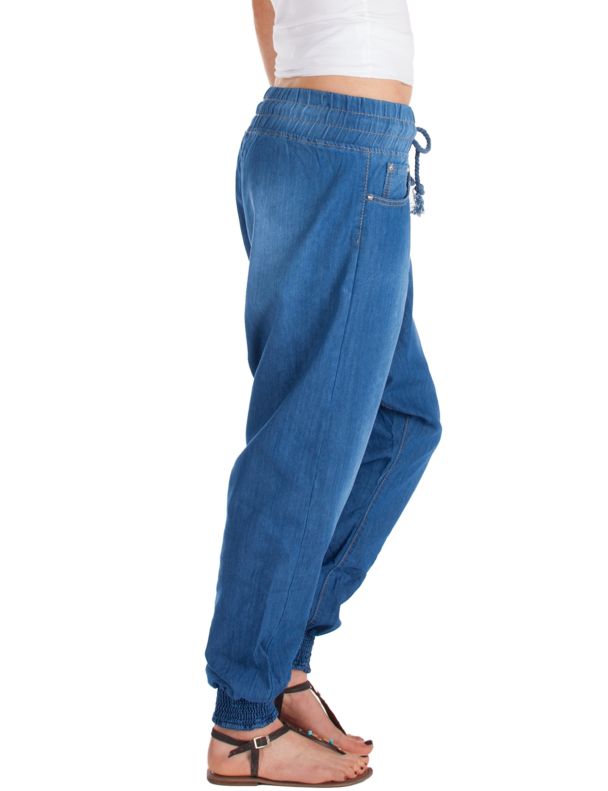 Fraternel Sarouel Pantalon Jeans Femme Ample décontracté