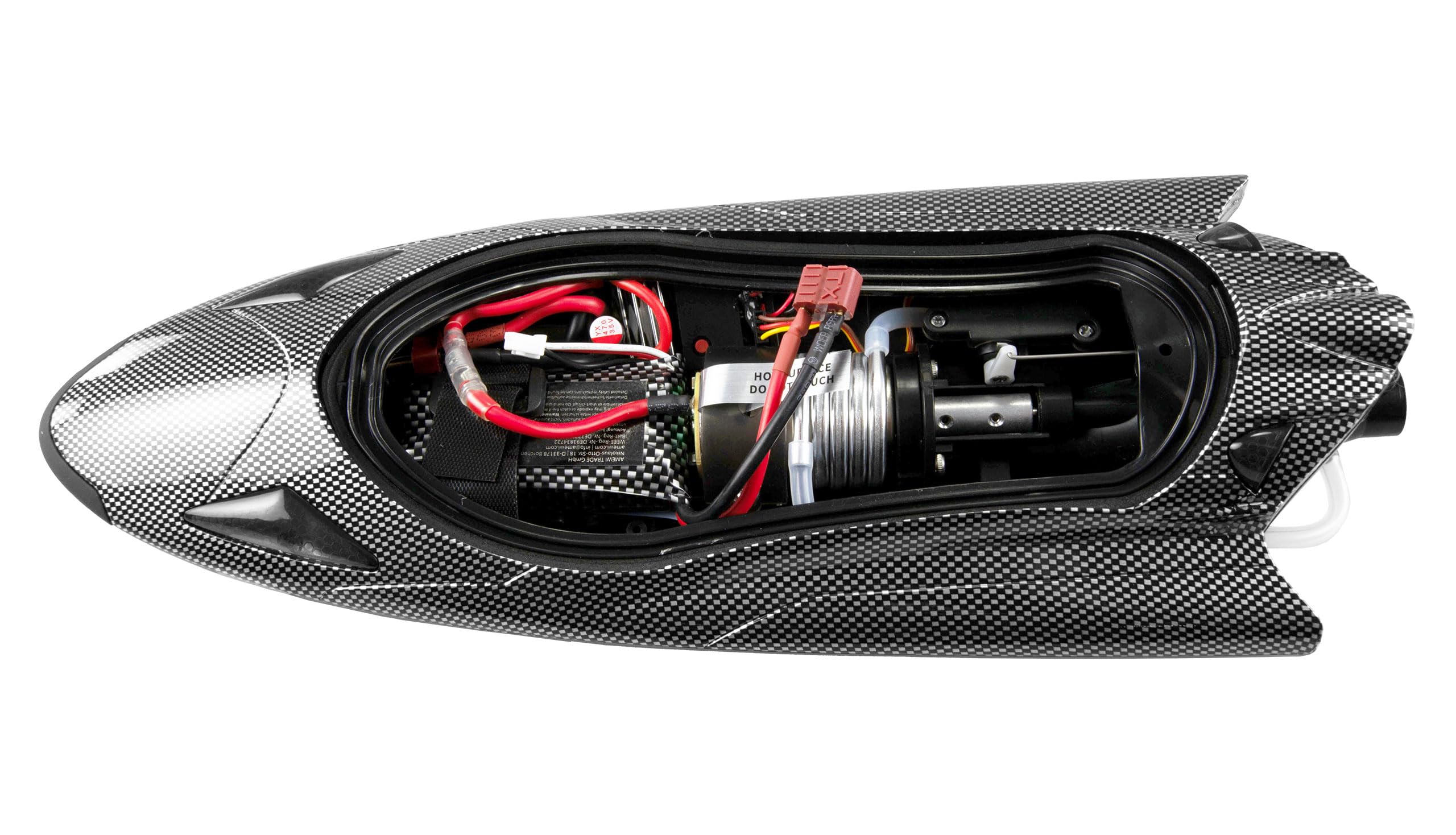 Amewi Stingray - Lancha con accionamiento a Chorro (40 km/h, 335 mm, Aspecto de Carbono RTR)