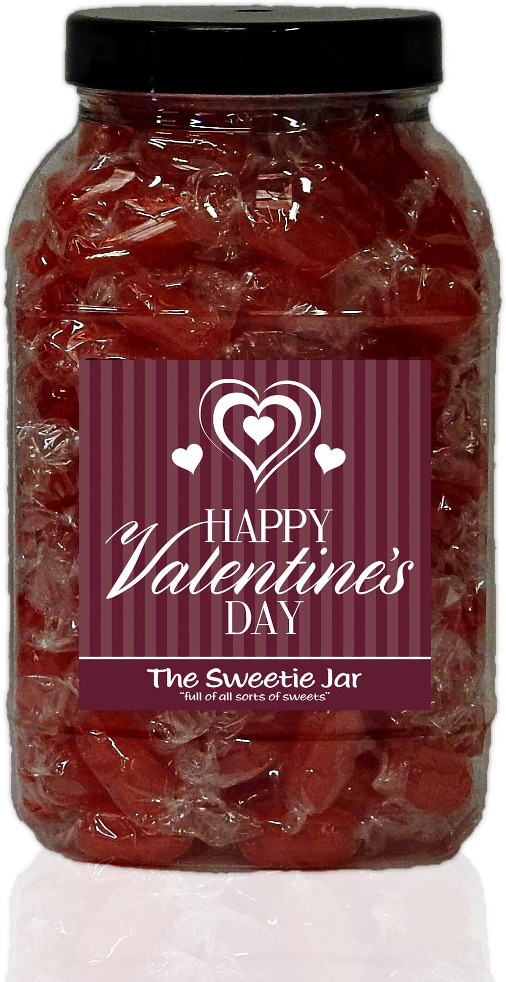 Cough Candy Twist 1.8kg Large Sweet Jar – A Personalised Gift Jar Filled with Your Favourite Retro Sweets! (Happy Valentine’s Day)