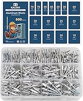 Kaloo 600PCS Aluminum Pop Rivets Assortment Kit - 15 Sizes 3/32" to 1/4" Blind Rivets with Organized Storage Case
