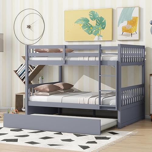 Miniatura 13 de Litera individual sobre individual con 2 cajones de almacenamiento, convertible en 2 camas (cama de plataforma y cama alta junior), cabecera y Cajón