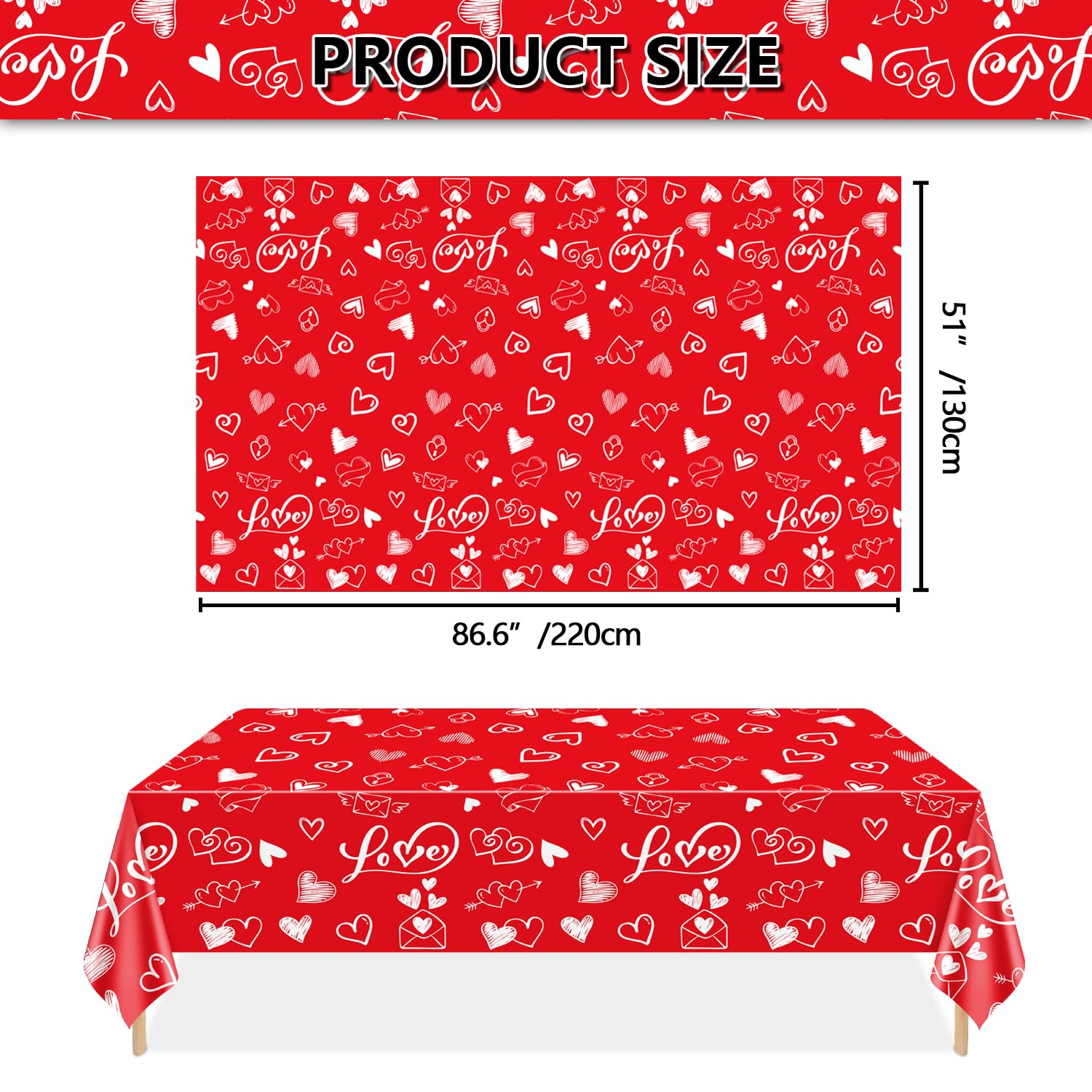 Confezione Da 4 Tovaglie Di San Valentino A Cuore – 220x130 Cm, Rosso E Rosa, Impermeabili E Antimacchia Per Feste Romantiche