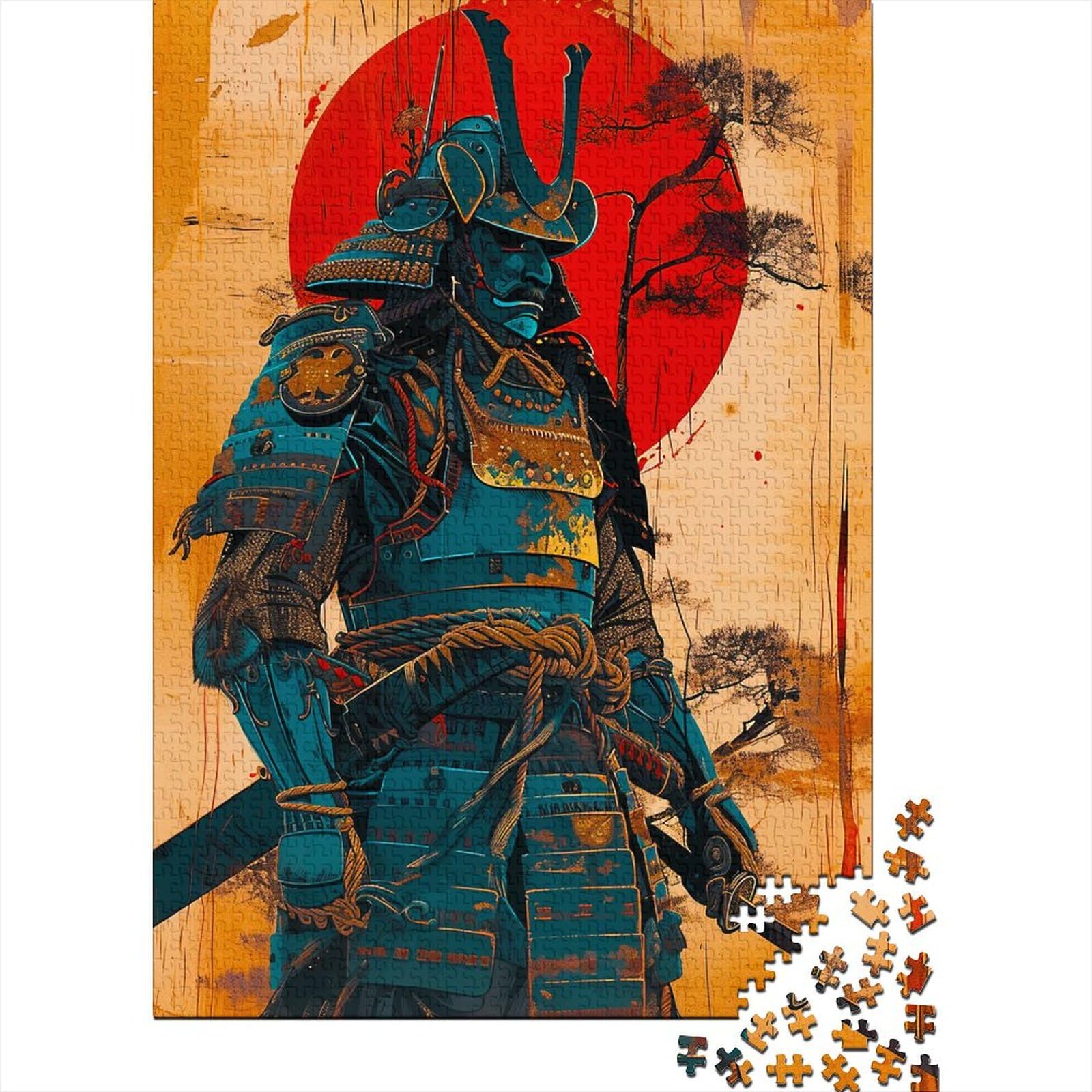 1000 Piece Jigsaw Puzzles for Adults Samurai Jigsaw Puzzles for Adults Japanese Samurai Wood Puzzle Challenging Suitable for Decompression And Wall Decor 1000pcs (75x50cm)