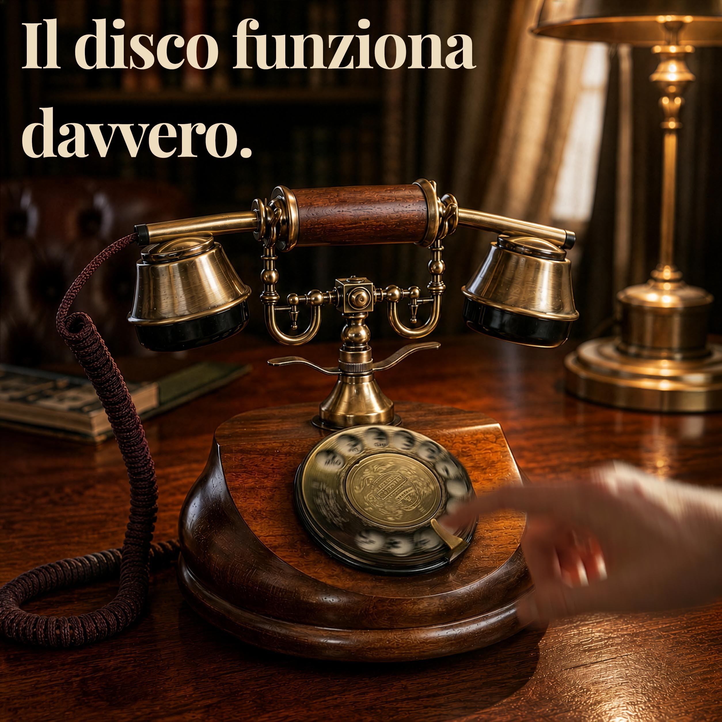 Opis Technology 1921 Cable Modello A — Telefono Fisso Vintage in Legno, Telefono Antico da Tavolo con Disco Combinatore e Campana in Metallo (Senza Bluetooth)