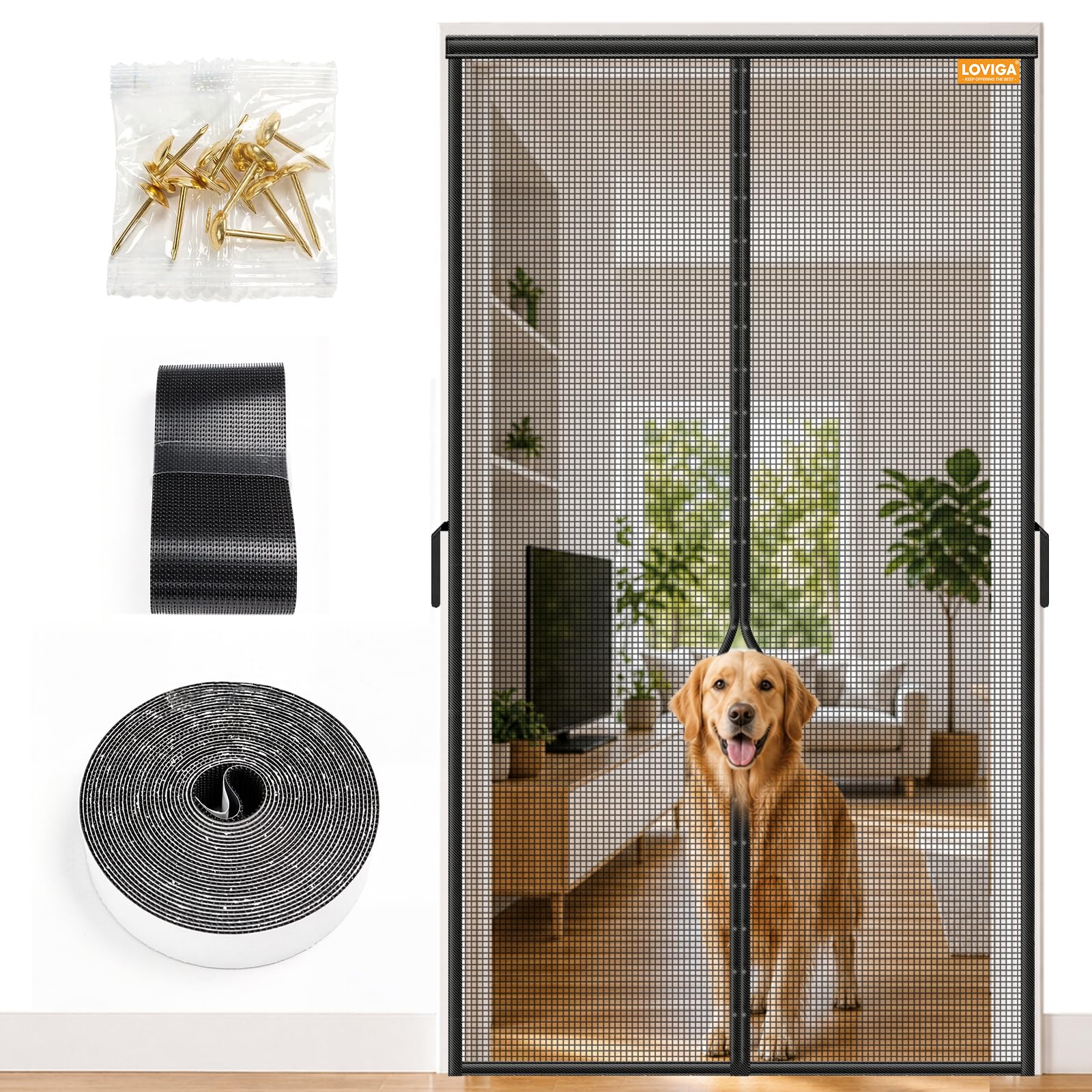 LOVIGA 100x220 cm mosquitera puerta magnetica, mosquitera puerta con 50 imanes, mosquiteras para puertas de fibra de vidrio, cortina mosquitera puerta exterior, mosquitera magnetica